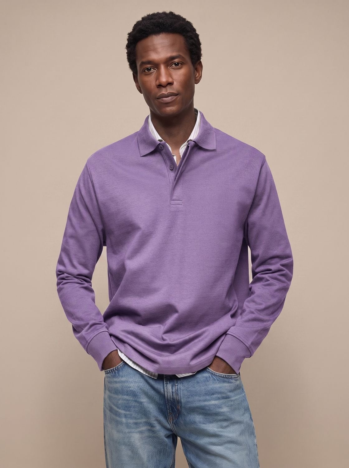Cassell - Long-Sleeve Cotton Polo Smart Casual Wear — view 8 of 10