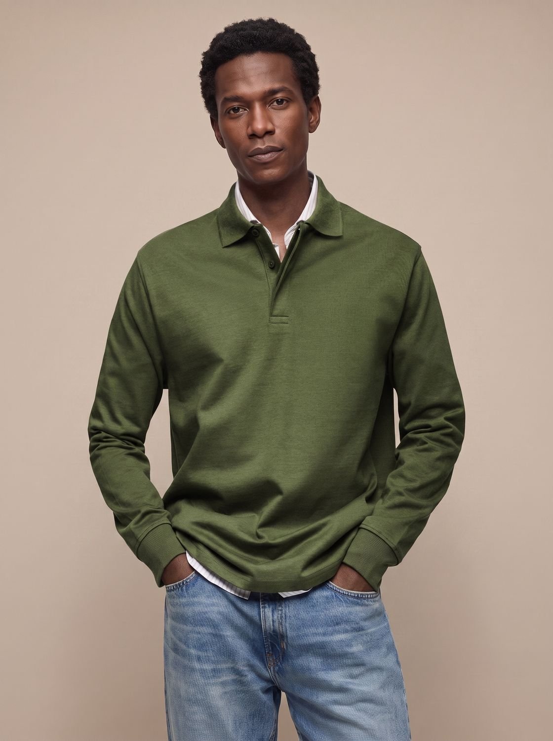 Cassell - Long-Sleeve Cotton Polo Smart Casual Wear — view 9 of 10