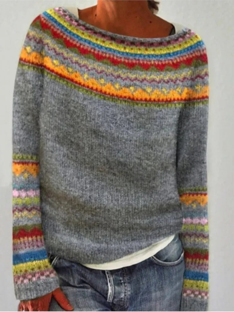 Norvelle - Fair Isle Crew Neck Pullover Casual Layering