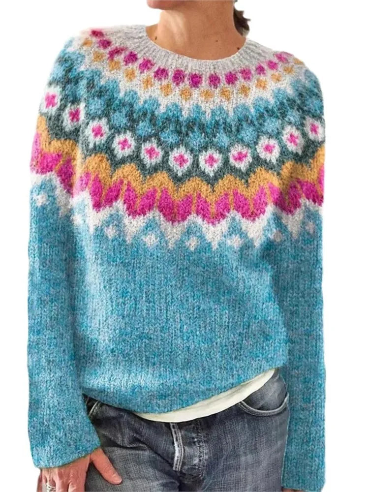 Norvelle - Fair Isle Crew Neck Pullover Casual Layering — view 5 of 10