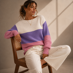 Palenza - Oversized Colour-Block Knit Sweater Everyday Wear — view 2 of 7