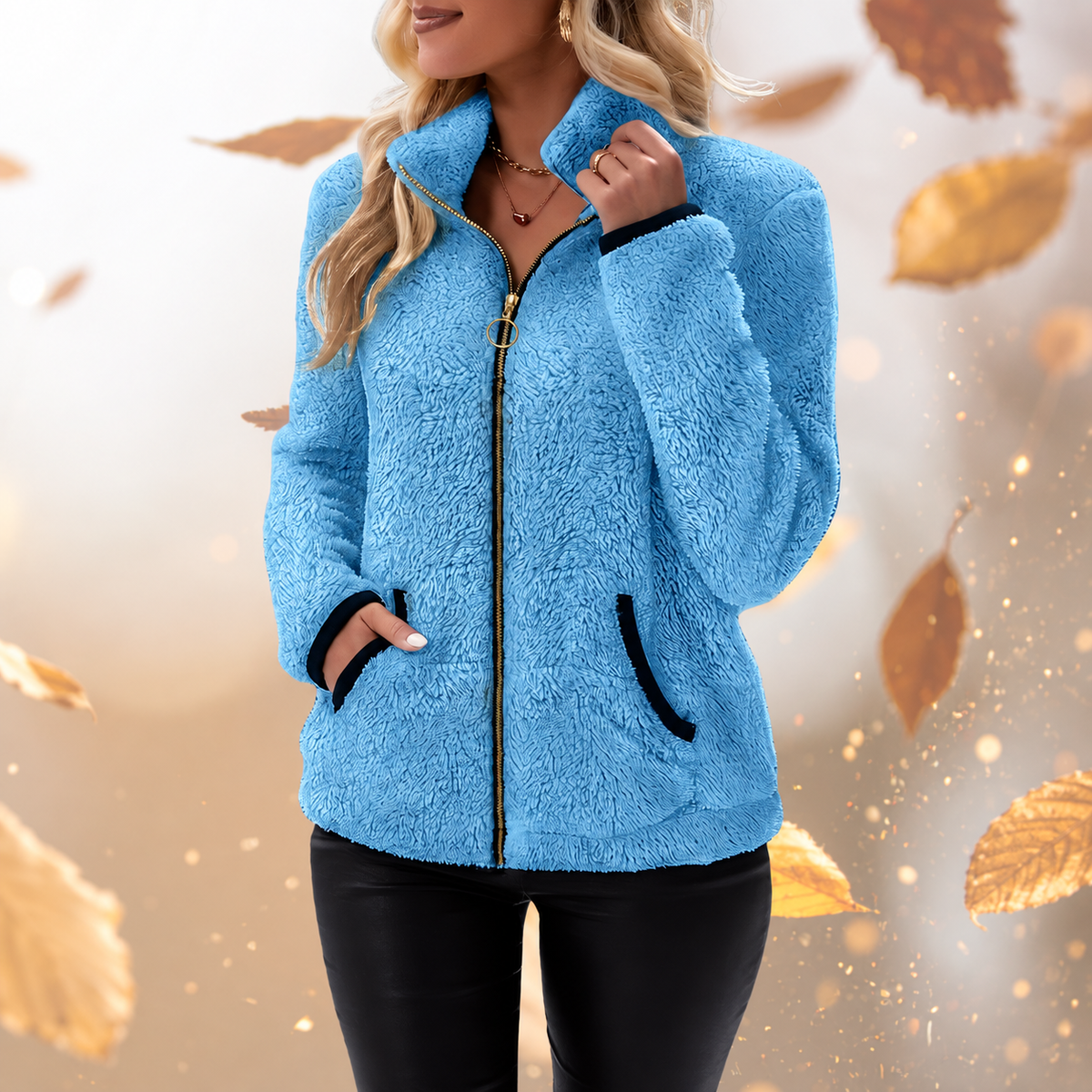 Pellara - Sherpa Fleece Jacket Cool Weather Layering — view 7 of 8