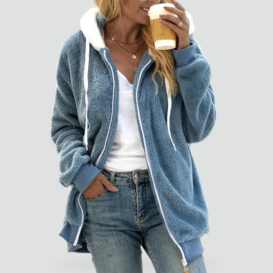 Plushera - Plush Hooded Jacket Cool Weather Layering