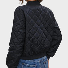 Quiletta - Quilted Cropped Bomber Jacket Transitional Layering — view 2 of 3