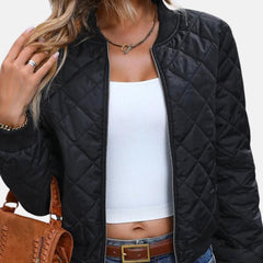 Quiletta - Quilted Cropped Bomber Jacket Transitional Layering — view 3 of 3
