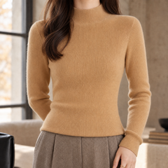 Rivenna - Ribbed Cashmere Mock Neck Sweater Everyday Layering — view 7 of 7