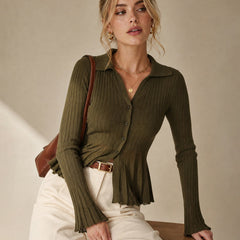 Rowenna - Textured Knit Cardigan Daily Autumn Winter Wear