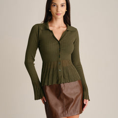 Rowenna - Textured Knit Cardigan Daily Autumn Winter Wear — view 2 of 5