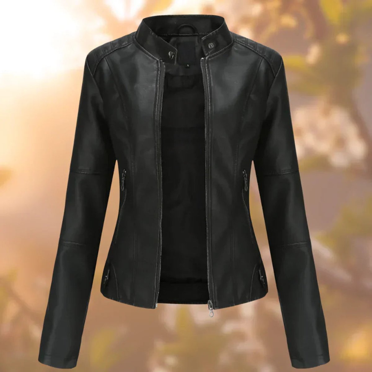Vantree - Slim Fit Zip Up Biker Jacket
