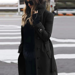 Cassenoir - Belted Stand Collar Maxi Trench Coat — view 3 of 4
