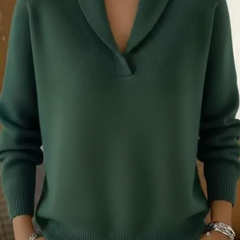 Solenne - Draped Collar Knit Top Everyday Layering — view 4 of 8