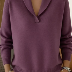 Solenne - Draped Collar Knit Top Everyday Layering — view 6 of 8