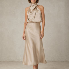Solveia - Satin Halter Midi Dress Evening Occasions — view 5 of 9