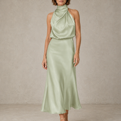Solveia - Satin Halter Midi Dress Evening Occasions — view 6 of 9