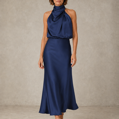 Solveia - Satin Halter Midi Dress Evening Occasions — view 7 of 9