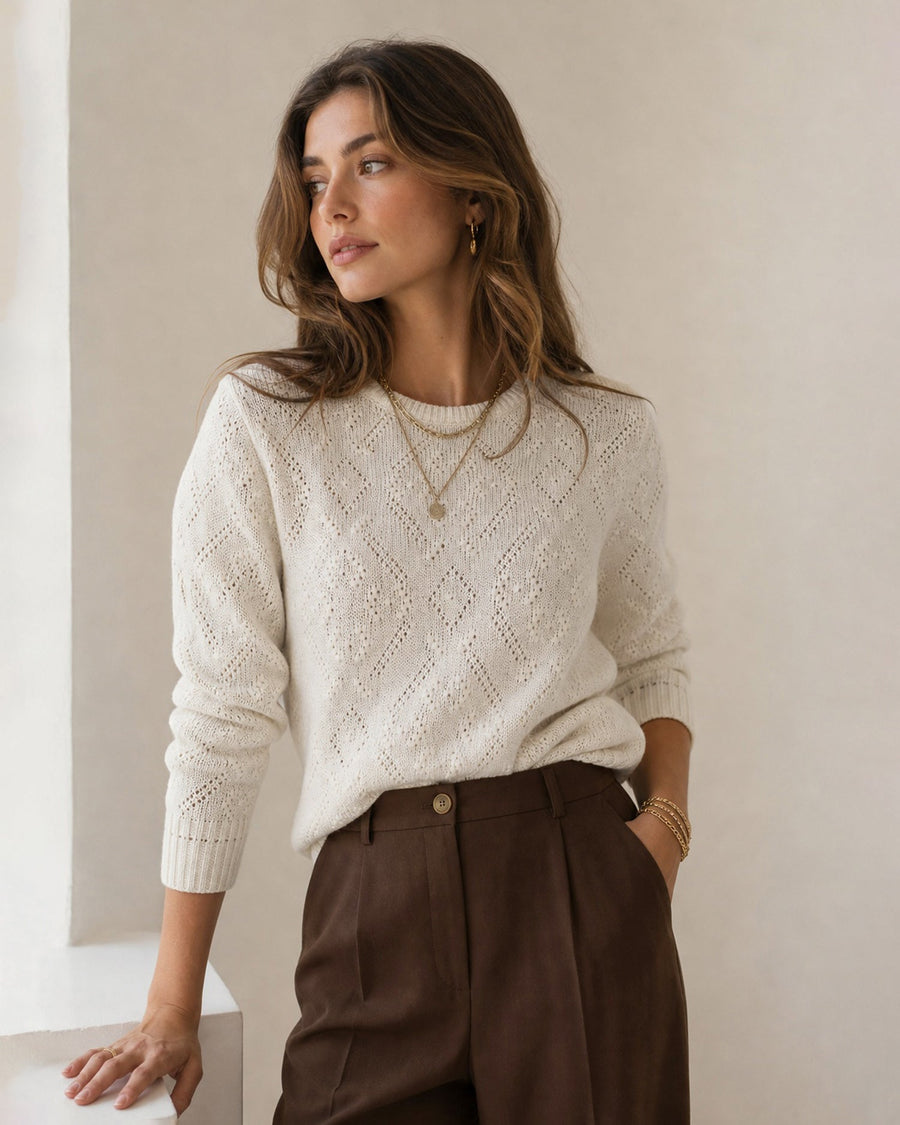 Sorrelle - Ribbed Textured Round Neck Sweater Everyday Layering