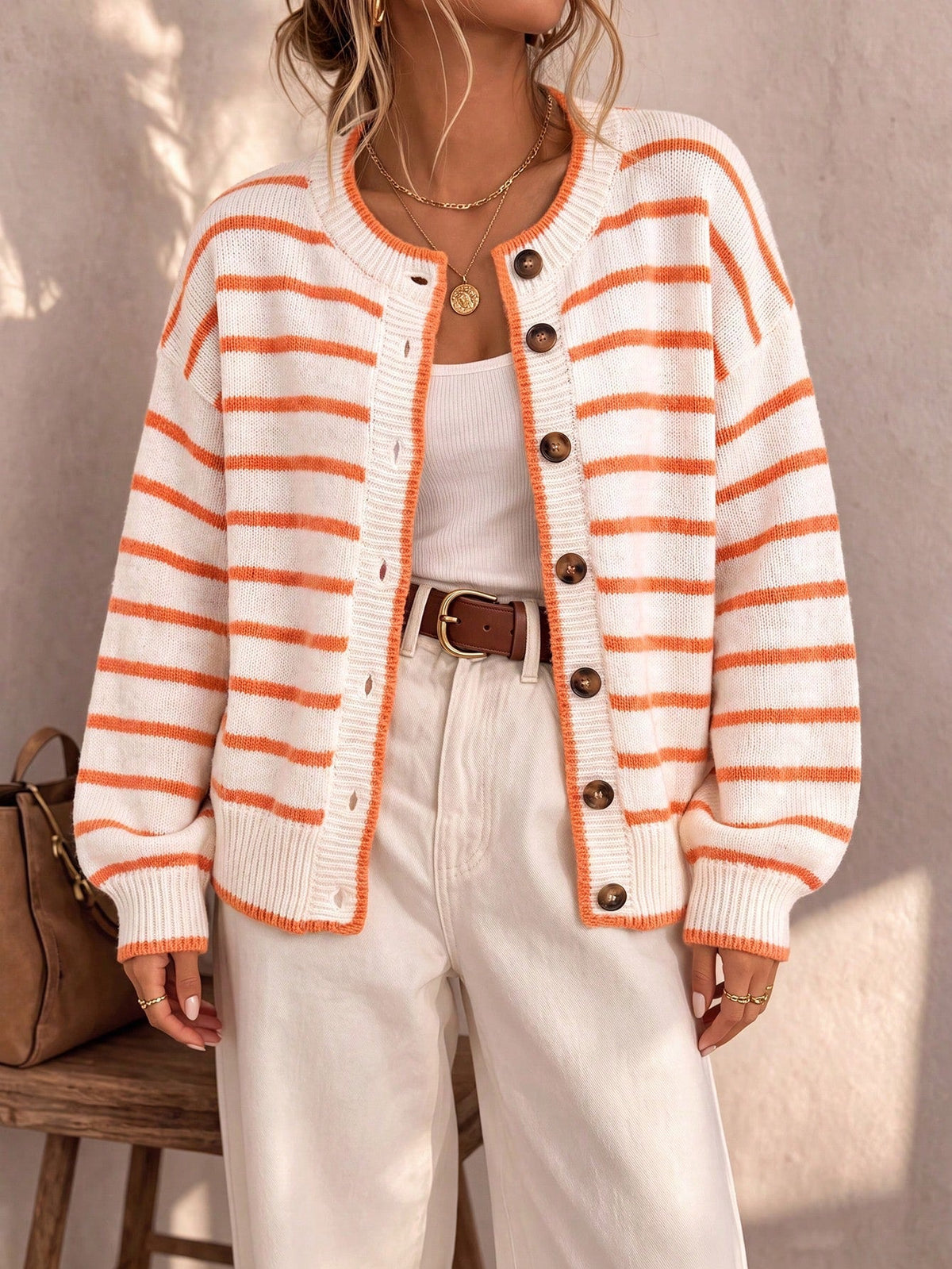 Stripewick - Striped Button Front Cardigan Everyday Layering — view 4 of 10