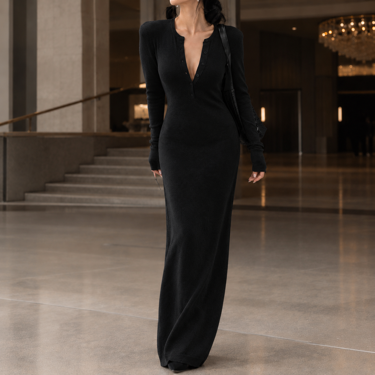 Talvera - Ribbed Knit Maxi Dress Evening Occasions — view 3 of 3