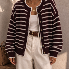 Stripewick - Striped Button Front Cardigan Everyday Layering — view 7 of 10