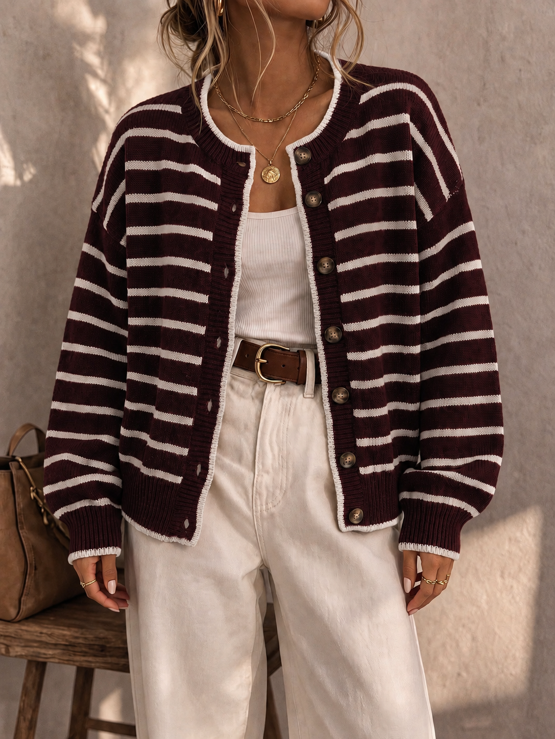 Stripewick - Striped Button Front Cardigan Everyday Layering — view 7 of 10
