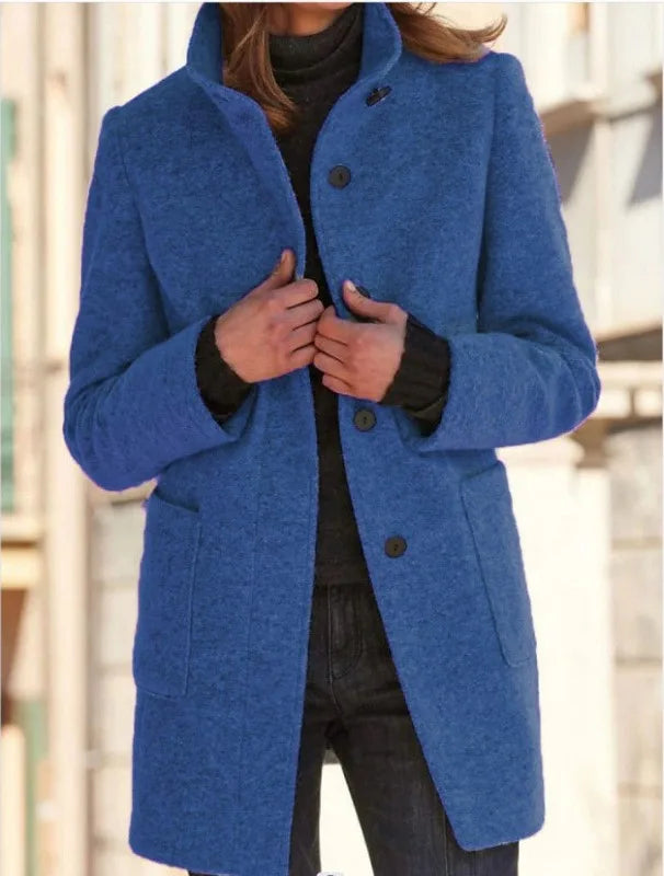 Thessora - Cozy Textured Trench Coat Cool Weather Layering