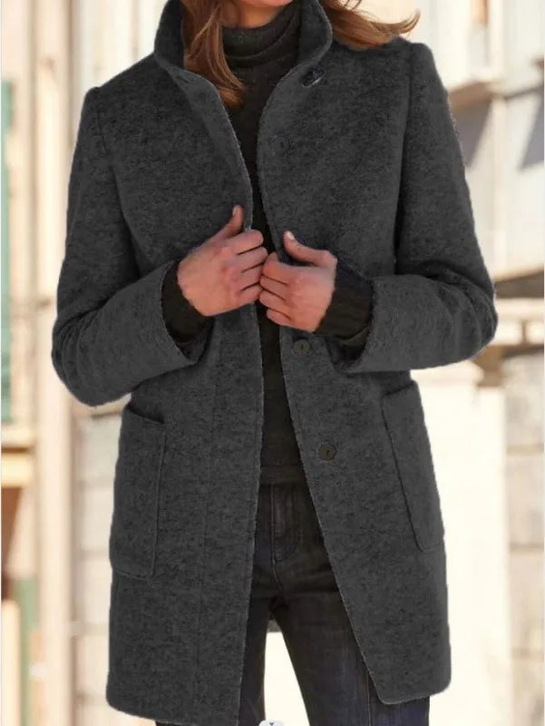 Thessora - Cozy Textured Trench Coat Cool Weather Layering — view 4 of 5