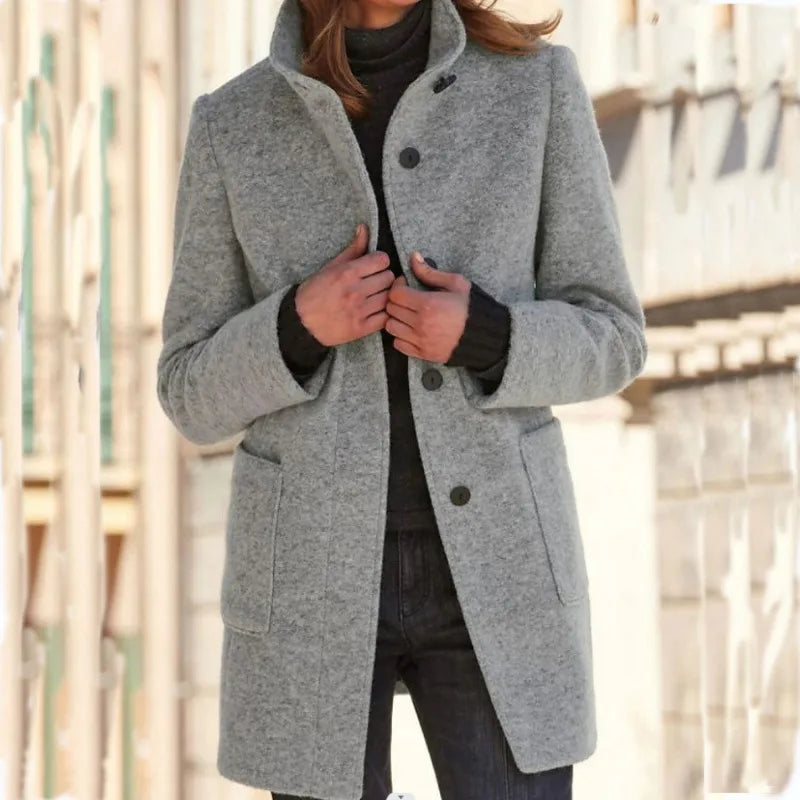 Thessora - Cozy Textured Trench Coat Cool Weather Layering — view 5 of 5