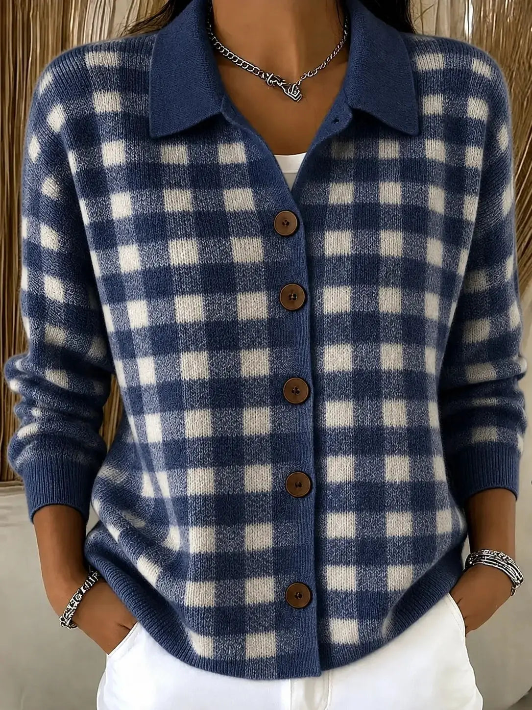Thornleigh - Plaid Knit Cardigan For Cool Mornings — view 7 of 7