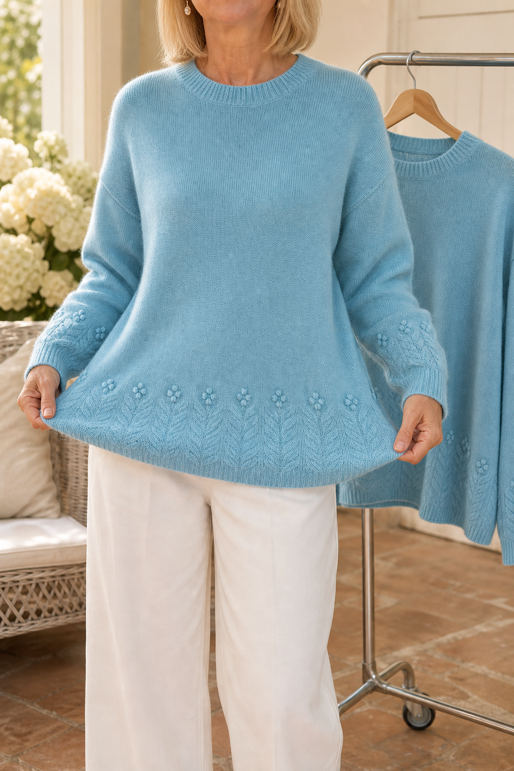 Twillora - Textured Twist Stitch Pullover For Layering