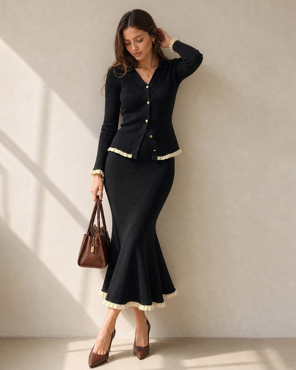 Vaerelle - Bell Sleeve Knit Cardigan Autumn Layering — view 3 of 8