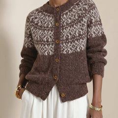 Vellonna - Geometric Button Knit Cardigan Autumn Layering — view 2 of 7