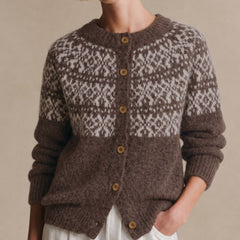 Vellonna - Geometric Button Knit Cardigan Autumn Layering — view 3 of 7