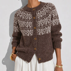 Vellonna - Geometric Button Knit Cardigan Autumn Layering — view 4 of 7