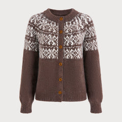 Vellonna - Geometric Button Knit Cardigan Autumn Layering — view 5 of 7