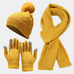 Velmira - Knitted Beanie Scarf Gloves Matching Set