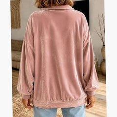 Velmora - Velvet Collared Pullover Sweater Everyday Wear — view 2 of 3