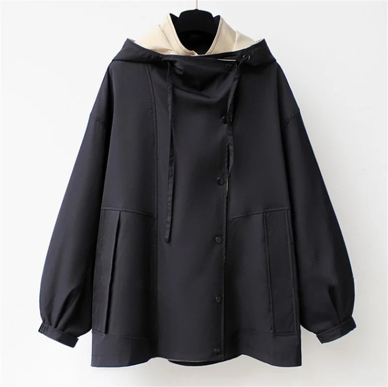 Veloura - Contrast Collar Trench Jacket Cool Weather Layering — view 10 of 10