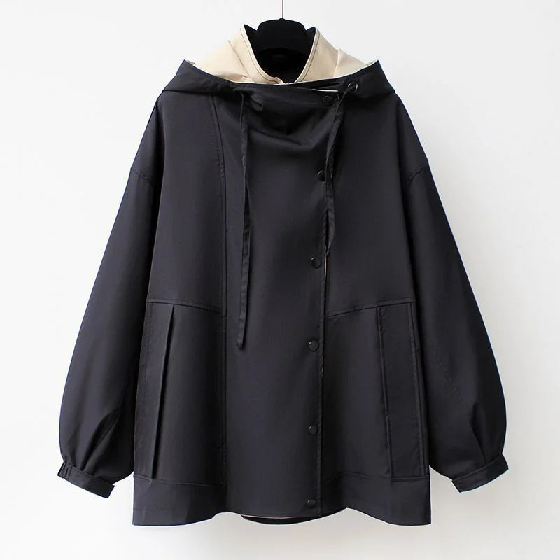Veloura - Contrast Collar Trench Jacket Cool Weather Layering — view 3 of 10