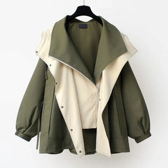 Veloura - Contrast Collar Trench Jacket Cool Weather Layering — view 4 of 10