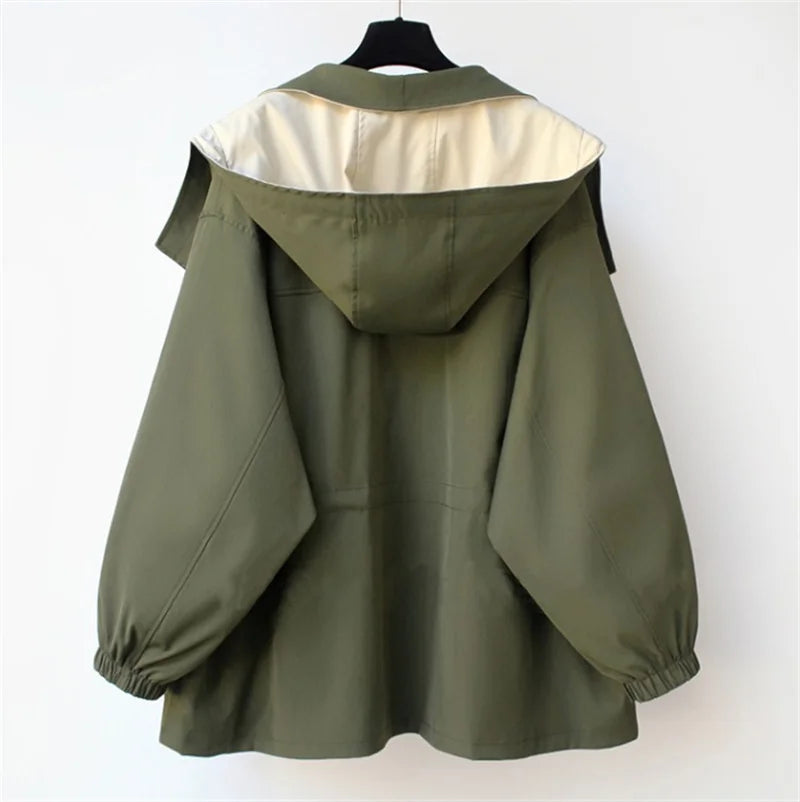 Veloura - Contrast Collar Trench Jacket Cool Weather Layering — view 6 of 10
