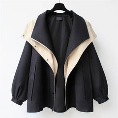 Veloura - Contrast Collar Trench Jacket Cool Weather Layering — view 8 of 10