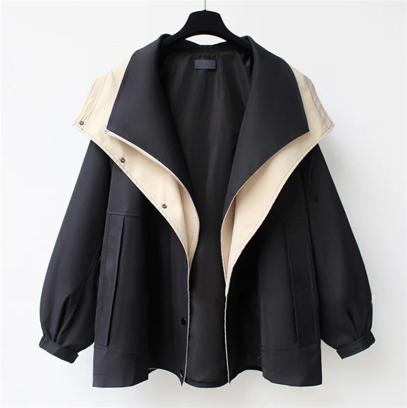 Veloura - Contrast Collar Trench Jacket Cool Weather Layering — view 8 of 10