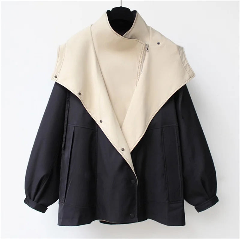 Veloura - Contrast Collar Trench Jacket Cool Weather Layering — view 9 of 10
