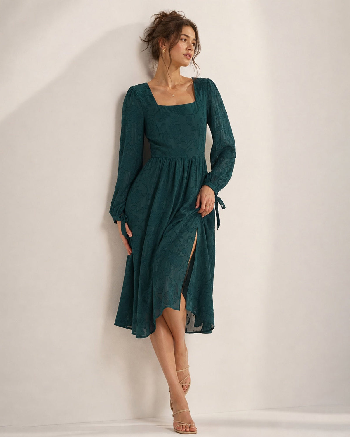 Verdessa - Floral Jacquard Midi Dress Wedding Guest Occasions
