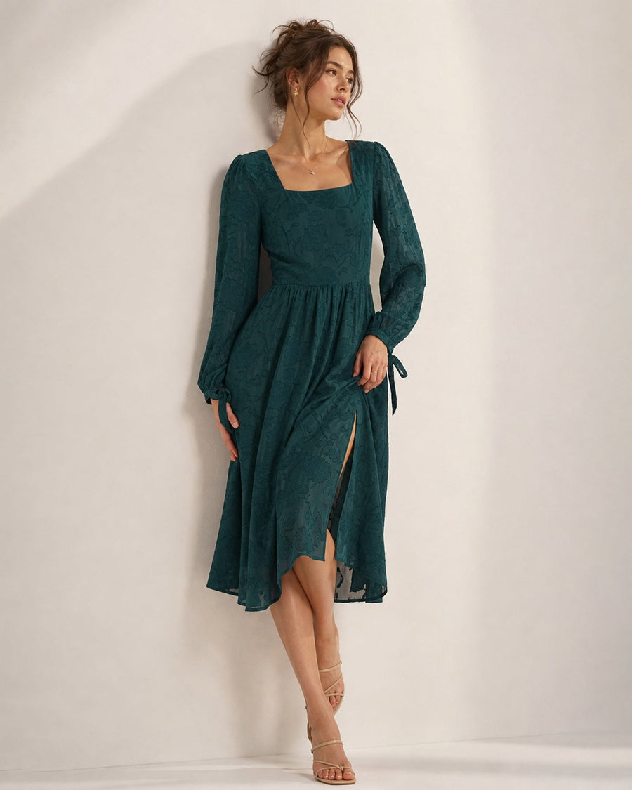 Verdessa - Floral Jacquard Midi Dress Wedding Guest Occasions