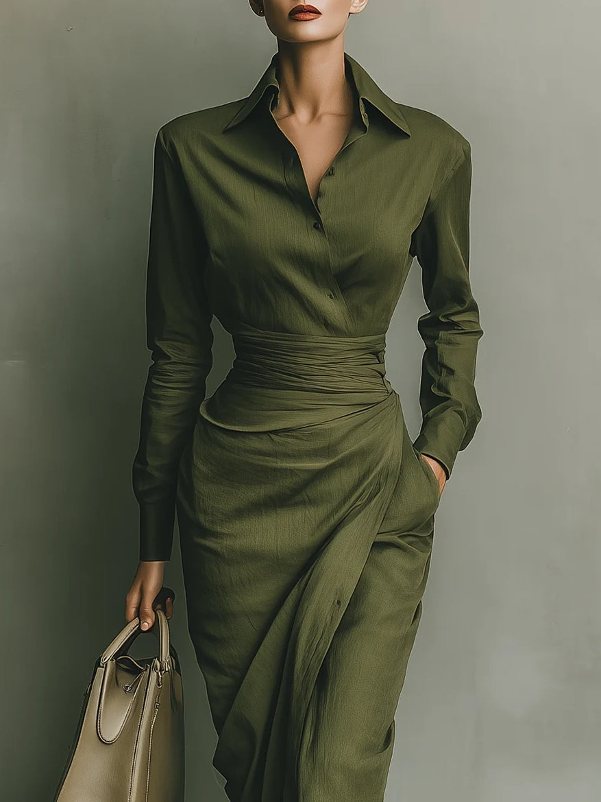 Verlena - Ruched Waist Midi Dress Office To Evening — view 2 of 4