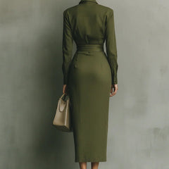 Verlena - Ruched Waist Midi Dress Office To Evening — view 4 of 4