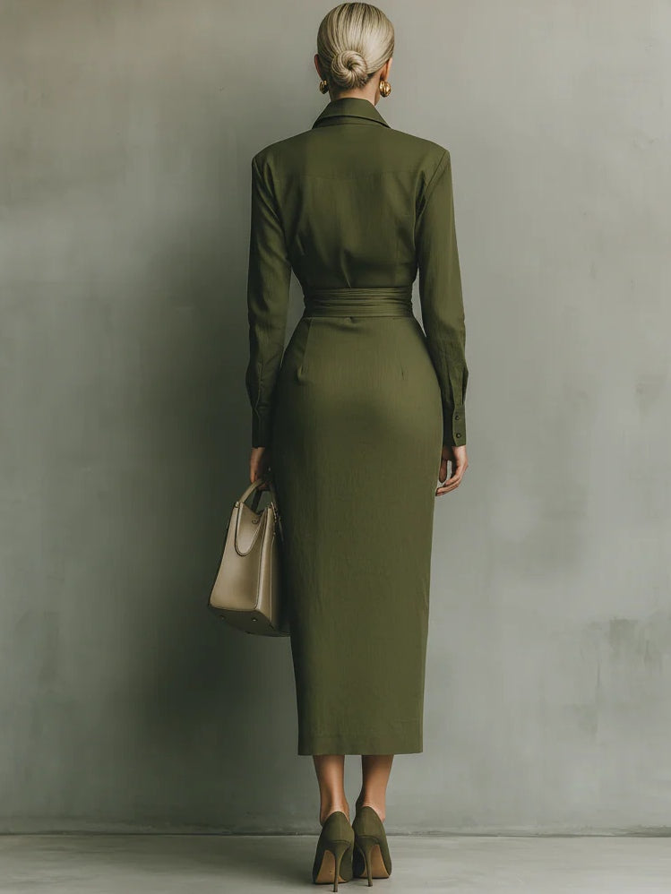 Verlena - Ruched Waist Midi Dress Office To Evening — view 4 of 4