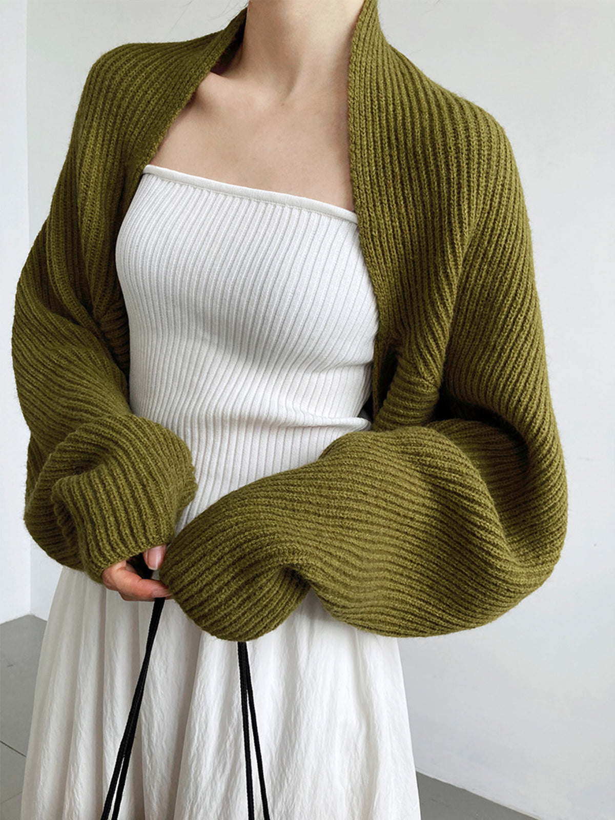 Verlenne - Open Front Knit Shrug Cardigan