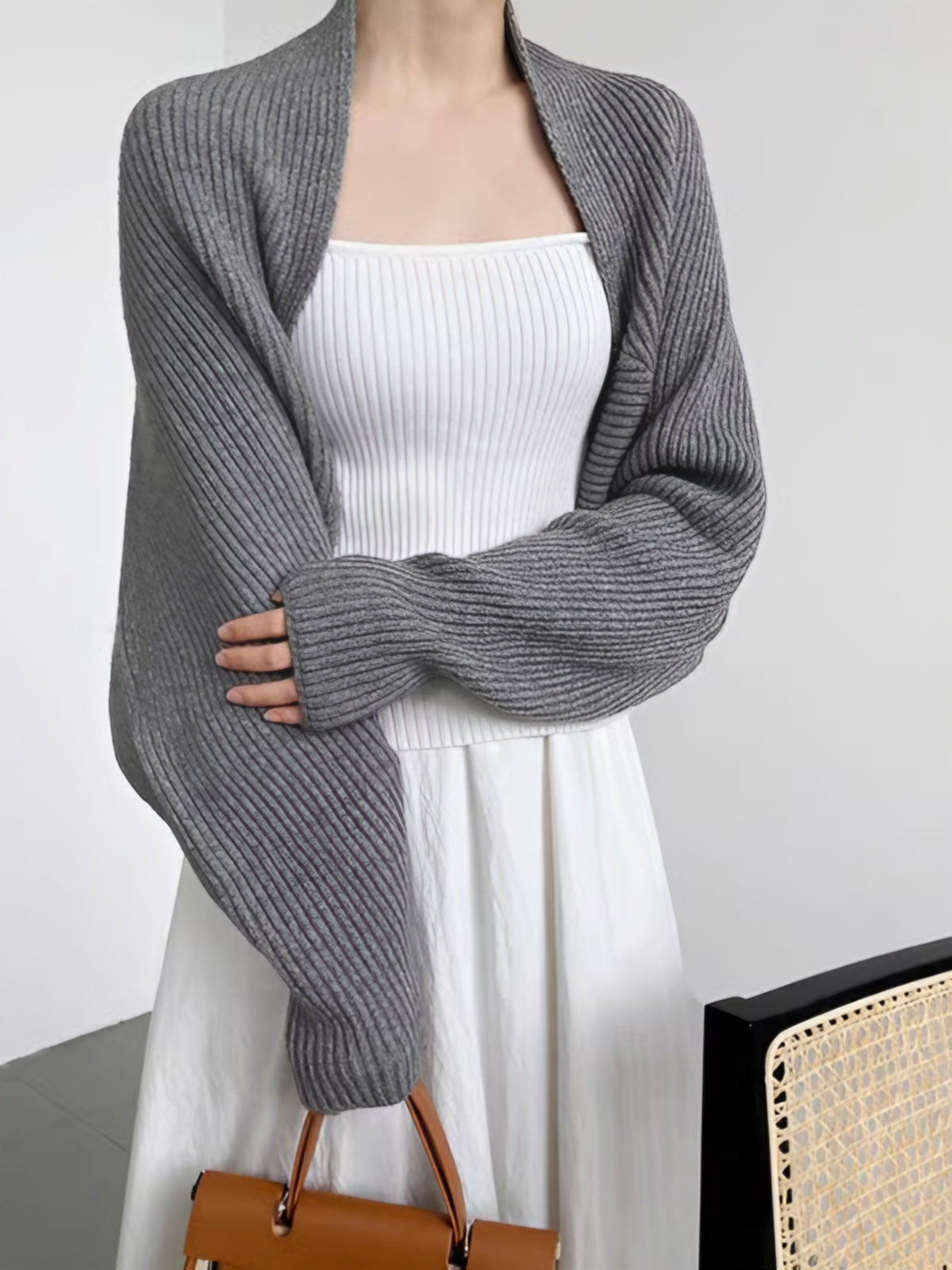 Verlenne - Open Front Knit Shrug Cardigan — view 9 of 10